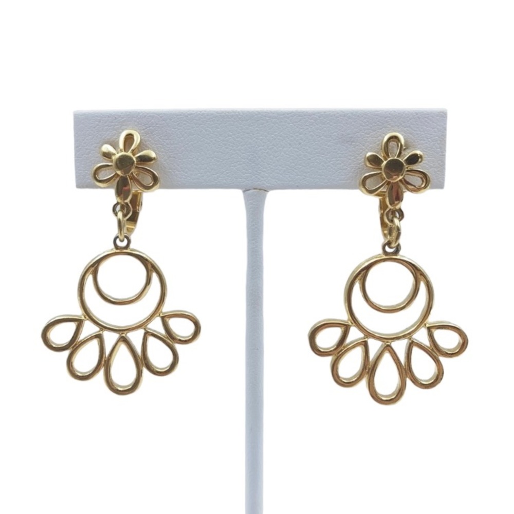 Drop earrings Vintage Crown Trifari gold tone clip earrings